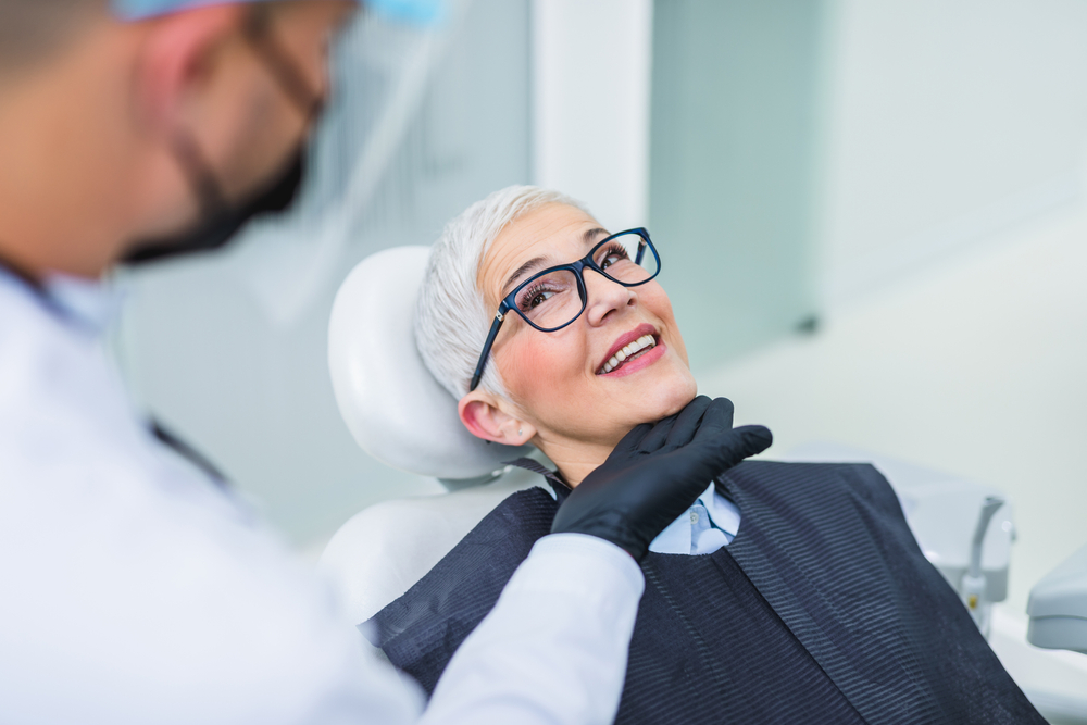 older woman at the dentist